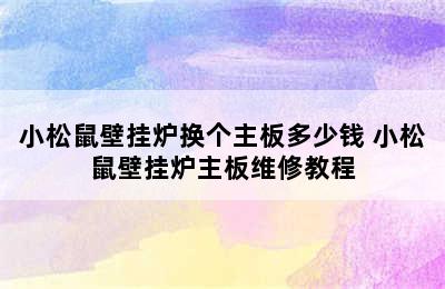 小松鼠壁挂炉换个主板多少钱 小松鼠壁挂炉主板维修教程